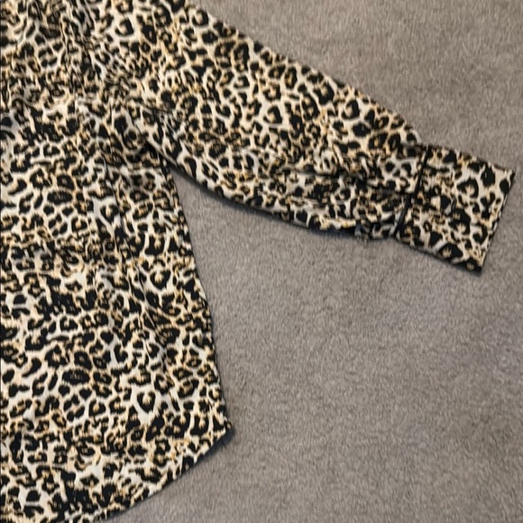 Essentials by ABS Leopard Print Top with Black Leather Trim - Picture 8 of 10